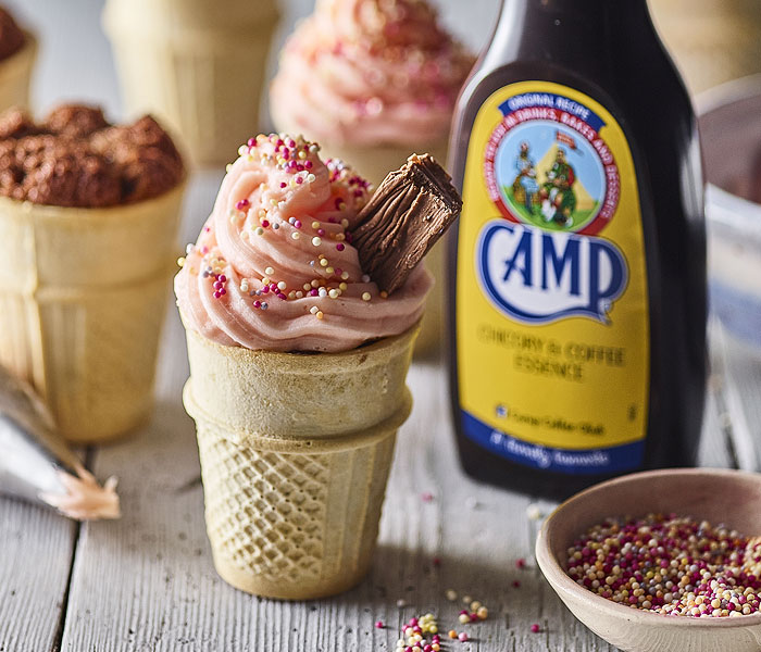 Ice cream cone coffee cupcakes